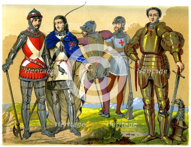 English battle dress, 15th-16th century (1849).Artist: Edward May