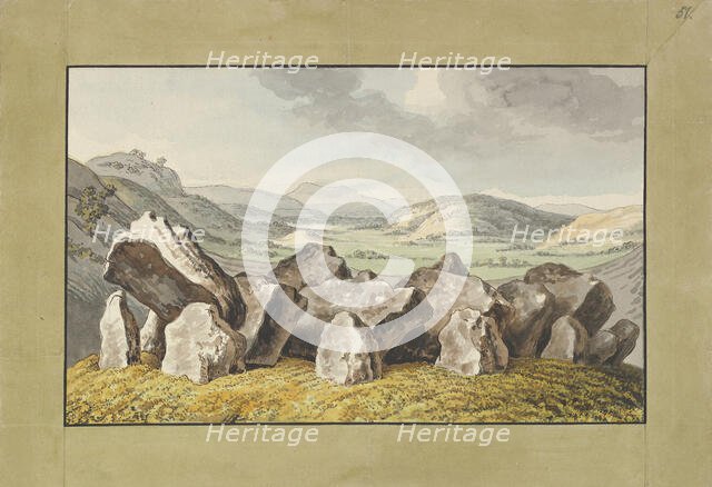 A Prehistoric Stone Circle on a Mound, an Extensive Landscape Beyond, mid-18th-early 19th cent. Creator: Johann Heinrich Wilhelm Tischbein.