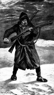 The Seventh Man: There, before him, on the frozen coat of snow, was a footprint..., 1898. Creators: Unknown, Richard Caton Woodville II.