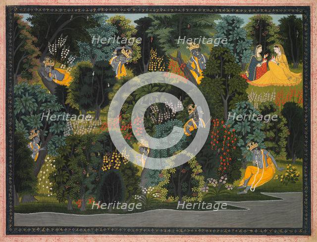 Krishna's Longing for Radha, from the Gita Govinda of Jayadeva, c. 1820-1825. Creator: Unknown.