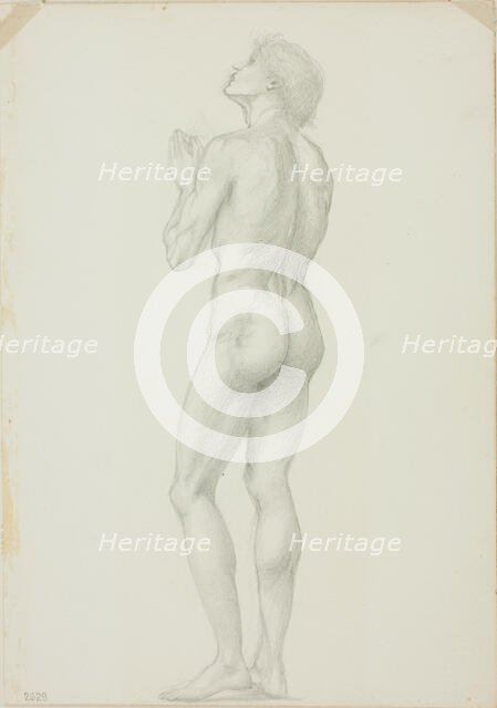 Standing Male Nude with Hands Clasped in Prayer, c. 1873-77. Creator: Sir Edward Coley Burne-Jones.