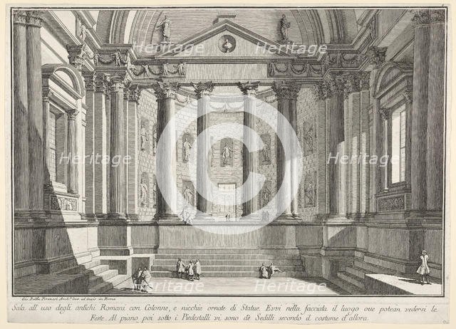 Plate 9: 'Colonnaded hall according to the custom of the ancient Romans, and niches adorne..., 1743. Creator: Giovanni Battista Piranesi.