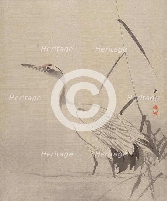 Crane Among Reeds, 1887-92. Creator: Gyokusho Kawabata.