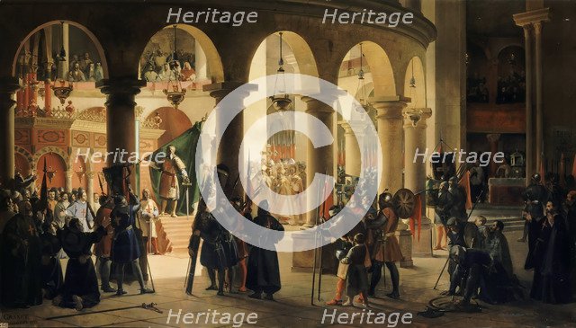 Godefroy de Bouillon deposits in the church of the Holy Sepulchre the Trophies of Ascalon. Artist: Granet, François Marius (1775-1849)