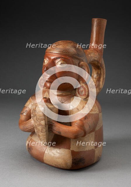 Handle Spout Vessel in the Form of Seated Musician Holding Conch Trumpet, 100 B.C./A.D. 500. Creator: Unknown.