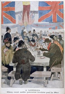 Dinner for the poor in celebration of the coronation of King Edward VII, London, 1902. Artist: Unknown