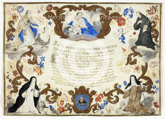 Investiture Certificate of Sister Maria Theresa Baglioni, June 5, 1717. Creator: Unknown.