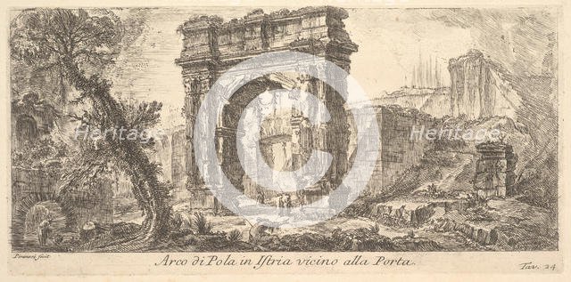 Plate 24: Arch of Pola in Istria near the Gate (Arco di Pola in Istria vicino alla Por..., ca. 1750. Creator: Giovanni Battista Piranesi.