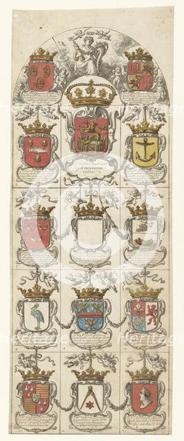 Design for stained glass window 4 donated by the Admiralty College of Amsterdam, 1666-1669 Creator: Pieter Jansz.