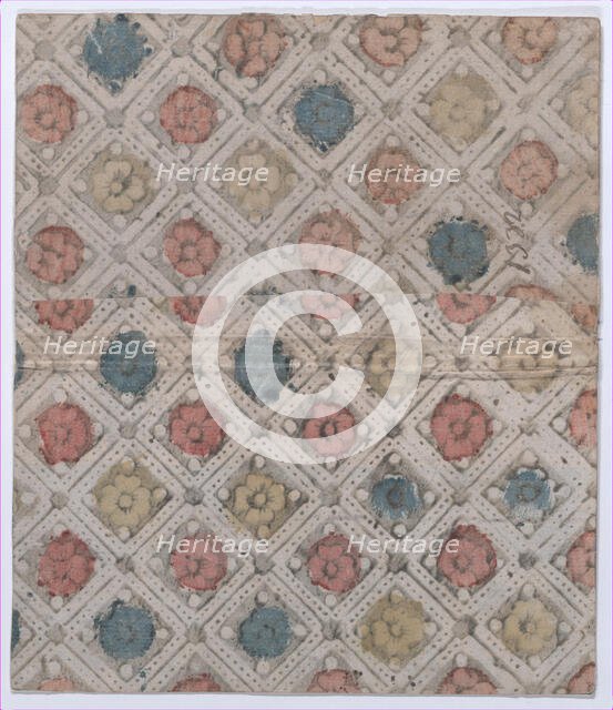 Book cover with overall pattern of rosettes, 19th century. Creator: Anon.