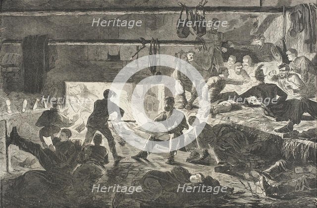 Winter Quarters in Camp - The Inside of a Hut, 1863. Creator: Unknown.
