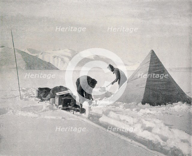 'Heavy Sledging in New Snow Off Point Disappointment', December 1911, (1913). Artist: Frank Debenham.