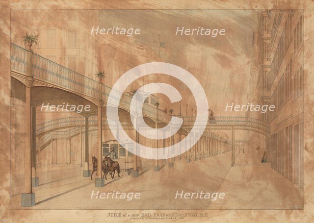 Elevated Railroad, Broadway, New York, 1861. Creator: John Beigel.