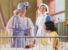 Queen Elizabeth visiting a children's ward at the Middlesex Hospital, 1935. (1937) Artist: Unknown