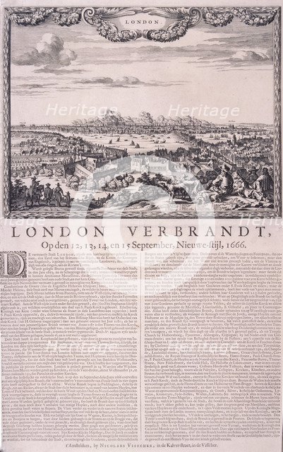 The Great Fire of London, 1666. Artist: Pieter Hendrickcz Schut