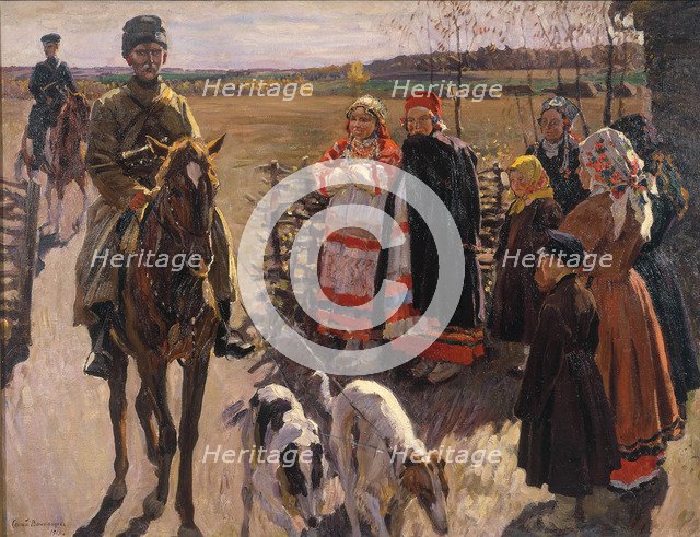 Huntsmen with Borzois, 1913. Artist: Vinogradov, Sergei Arsenyevich (1869-1938)