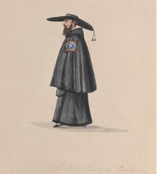 A monk from the order of Barbones, from a group of drawings depicting Peruvian costume, 1848. Creator: Attributed to Francisco (Pancho) Fierro.