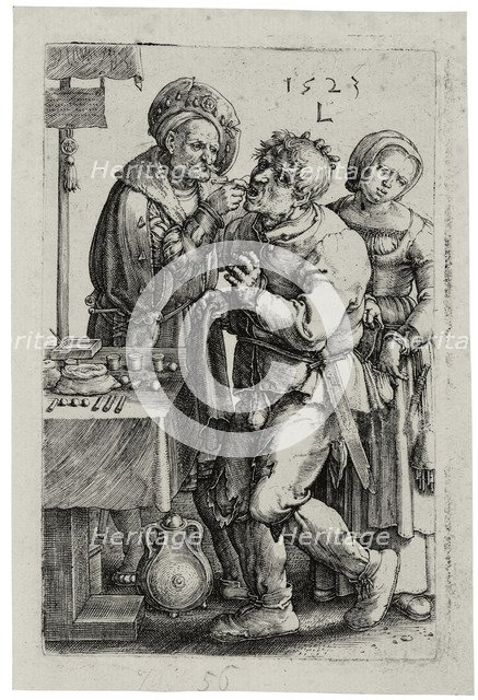 The Dentist, 1523. Artist: Leyden, Lucas, van (1489/94-1533)