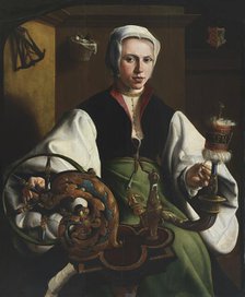 Portrait of a Lady spinning, 1531. Creator: Maerten van Heemskerck.