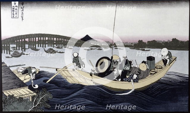 'Ryogoku Bashi', painting from the series '36 Views of Mount Fugi', 1834. Creator: Hokusai, Katsushika (1760 - 1849).