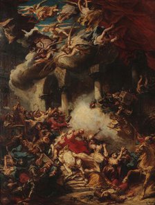 Moors Assaulting a Church, 1858. Creator: Isabey, Louis Gabriel Eugène (1803-1886).