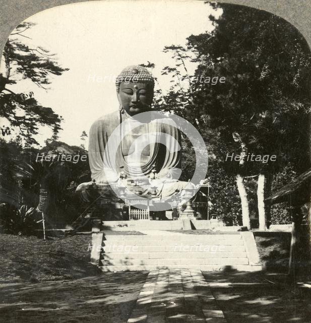 'Colossal statue of Buddha, reverenced by the Japanese, in a sylvan Temple, Kamakura, Japan', c1900. Creator: Unknown.