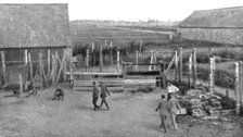 'Les camps de represailles; Deux aspects de la cour de 30 metres de cote que les officiers..., 1916. Creator: Unknown.
