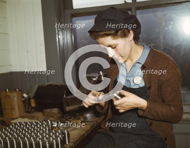 War production workers at the Vilter [Manufacturing] Company making M5..., Milwaukee, Wis. , 1943. Creator: Howard Hollem.