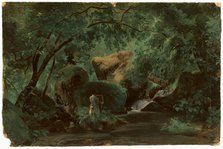 Forest Interior with a Painter, Civita Castellana, 1825/1830. Creator: André Giroux.
