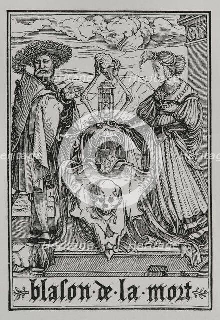 The coat of arms of Death from "The Dance of Death", 1538, (1877).  Creator: Unknown.