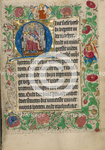 Initial M: The Throne of Grace Trinity; Book of Hours, Use of Utrecht, about 1460. Creator: Master of Evert Zoudenbalch.