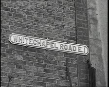 Sign Reading ‘Whitechapel Road E.I.’, 1930s. Creator: British Pathe Ltd.