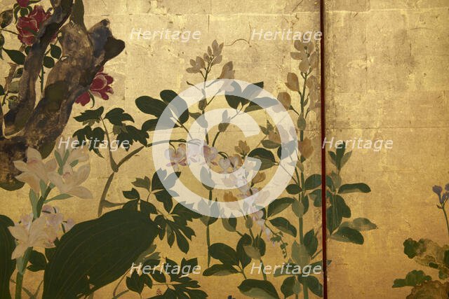 Screen with spring and summer flowers, 1st half of the 18th century. Creator: Watanabe Shiko.