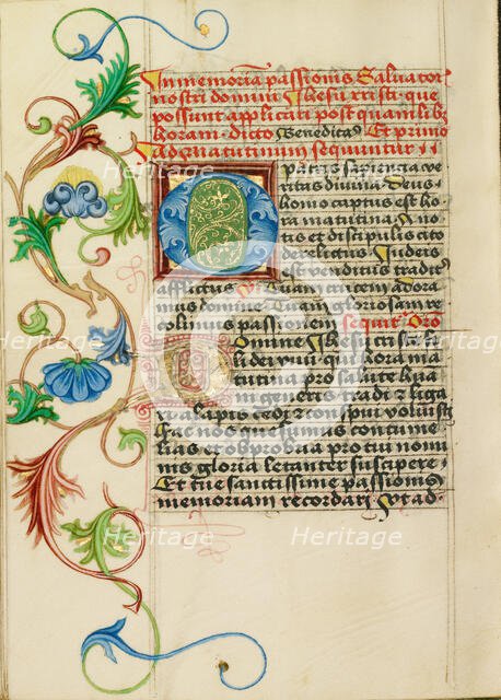 Decorated Initial O; Prayer Book, about 1470-1480. Creator: Workshop of Valentine Noh.