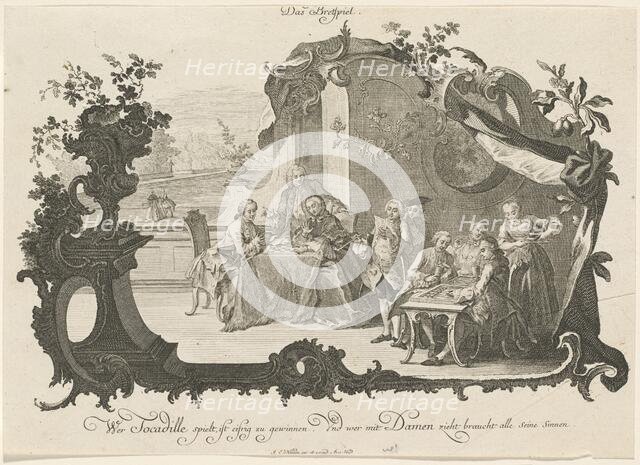 Das Bretspiel (Ladies and Gentlemen Playing Board Games), 1756. Creator: Johann Esaias Nilson.