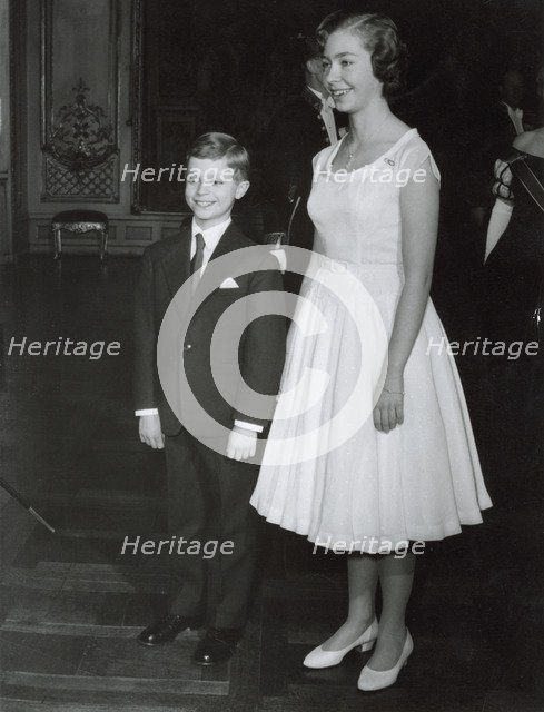 Crown Prince Carl Gustaf of Sweden with his sister Princess Christina, 11 January, 1957. Artist: Unknown