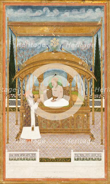 Emperor Shah Alam II on the Peacock Throne, 1801. Creator: Khair Ullah Musawir.