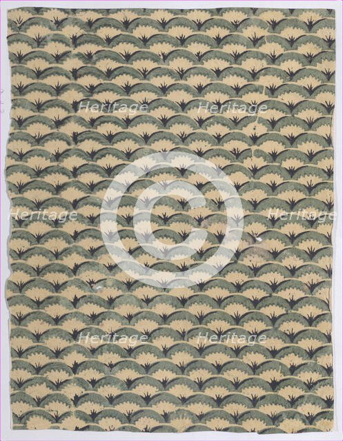 Sheet with overall curved abstract pattern, 19th century. Creator: Anon.