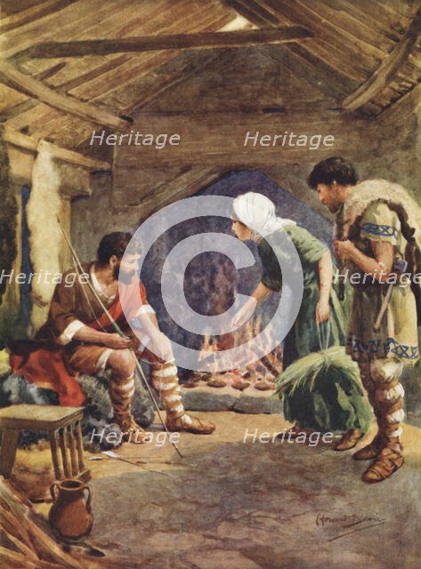 'Alfred the Great in the Neat-Herd's Cottage', 1925. Creator: Howard Davie.