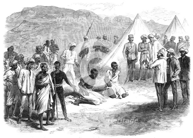 The War in Abyssinia: trial of two natives for stealing commissariat stores, 1868. Creator: Unknown.