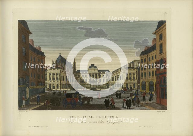 Vue du Palais de justice, prise de la rue de la Vieille-Draperie, 1817-1824. Creator: Courvoisier-Voisin, Henri (1757-1830).