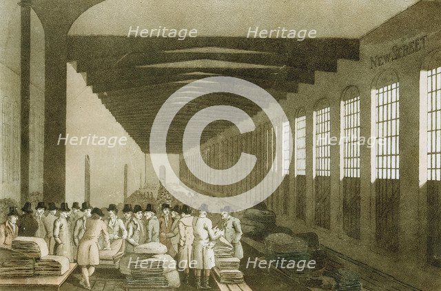 Interior of the Cloth Hall, Leeds, 1814. Artist: George Walker of Seacroft