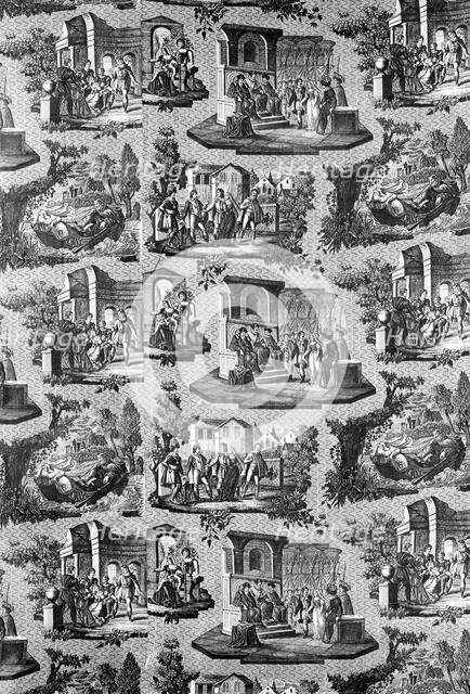 Judgement of Clara (Furnishing Fabric), Rouen, c. 1815. Creator: Unknown.