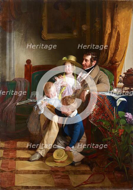 Rudolf von Arthaber and his children Rudolf, Emilie and Gustav, 1837. Creator: Friedrich von Amerling.