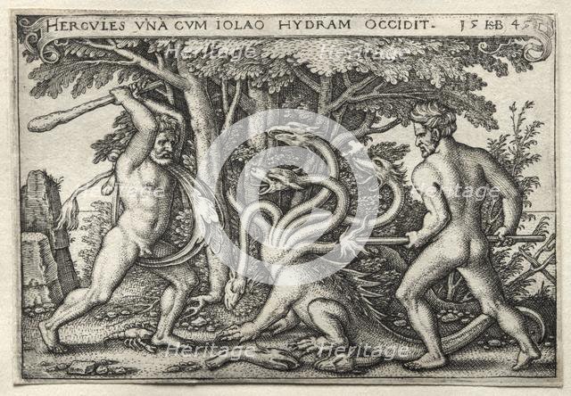 The Labors of Hercules: Hercules Killing the Lernean Hydra, 1545. Creator: Hans Sebald Beham (German, 1500-1550).