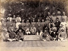Staff of the Runchore segregation camp, set up by the Karachi Plague Committee, India, 1897. Creator: Unknown.