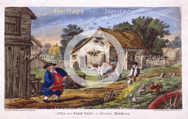 View of a farmyard in Hendon, in the London borough of Barnet, c1795. Artist: Anon