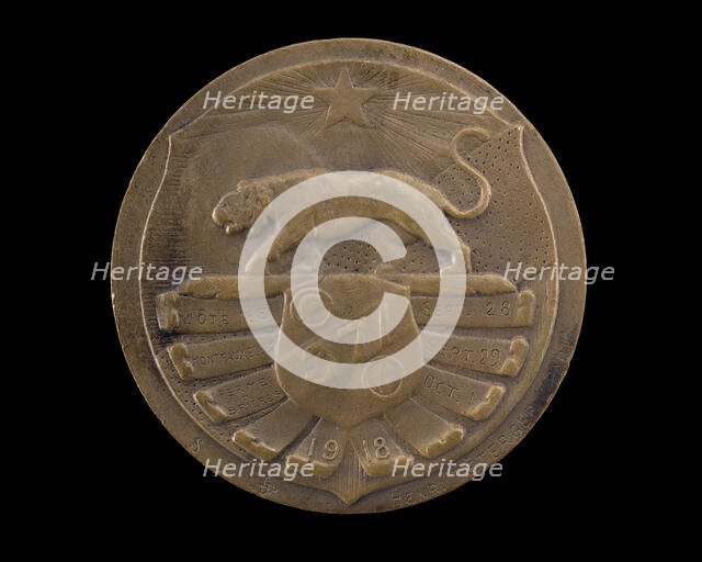Bronze Medal honoring the 371st Infantry, 1918. Creator: Henri Teterger.