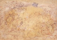 Durga and Gods Against the Demon Army, Folio from a Durga Sapta Sati, c1760. Creator: Unknown.