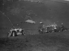 MG PA and MG J type competing in the MG Car Club Rushmere Hillclimb, Shropshire, 1935. Artist: Bill Brunell.
